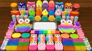 RAINBOW OWL !!! Mixing random into GLOSSY slime!!!Satisfying Slime Video #209