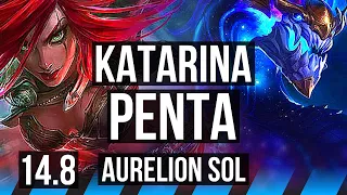 KATARINA vs AURELION SOL (MID) | Penta, 11/0/5, Legendary, 1200+ games | NA Grandmaster | 14.8