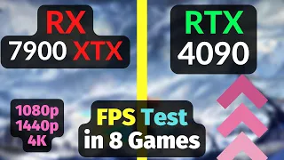 RX 7900 XTX vs RTX 4090 in 8 GAMES / 1080p 1440p 4K / Ray Tracing / DLSS 3 vs FSR