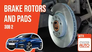 How to replace the front brake discs and pads Peugeot 308 mk2 🚗