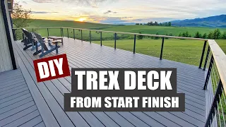 A Trex Deck Transformation | How to build a Deck | Framing | Stairs | Privacy Wall | Cable Railing