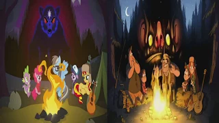 MLP Magic Falls & Gravity Falls intro comparison (Side-By-Side)