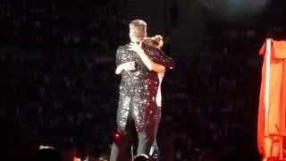 Robbie Williams takes French fan Amelie on stage @ Koning Boudewijn Stadion - Brussels 03.08.2013