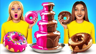 Expensive vs Cheap Chocolate Fountain Fondue Challenge Last To Stop Eating Chocolate by RATATA COOL