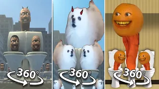 360º VR Skibidi Toilet vs Skibidi Dog Toilet 11 vs Annoying Orange Toilet