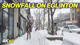 Snowfall on Eglinton Avenue West! Midtown Toronto Walk (Jan 24, 2022)
