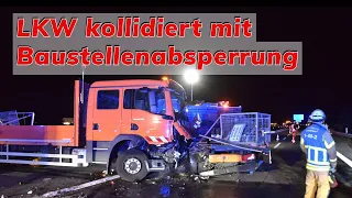 ❌️❌️ Schwerer Unfall auf der A6: LKW kollidiert mit Baustellenabsperrung - Hoher Sachschaden