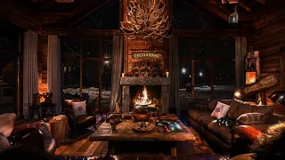 Relaxing Piano Music and Fireplace Fire, Snowfall, For Sleeping, Relaxing and Reading