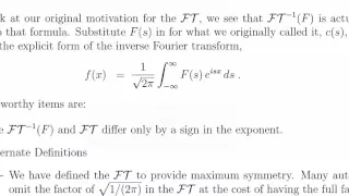 Fourier Theory Part 2: The  Fourier Transform