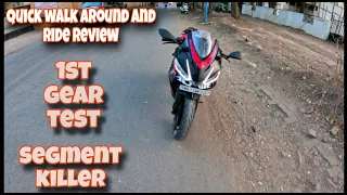 APRILIA RS 457 || SEGMENT KILLER || QUICK WALK AROUND AND RIDE REVIEW || 1st GEAR TEST ||