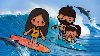 🤩 WE WENT SURFING!! 🏄|| Toca boca life world 🌍 || family ROLEPLAY *with voice* 🗣️