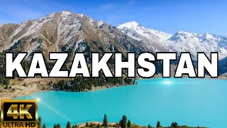 FLYING OVER KAZAKHSTAN (4K UHD) - AMAZING BEAUTIFUL SCENERY & RELAXING MUSIC