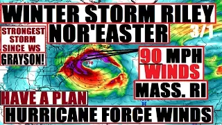 *WOW* 90 MPH Winds BOMB Cyclone NOR'EASTER & WINTER STORM RILEY At ONCE!