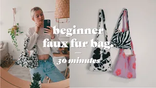 Beginner Sewing: Faux fur tote bag tutorial *make it in 30 minutes