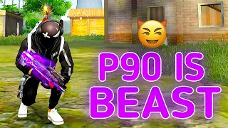 P90 POWER🔥 !!! || SOLO VS SQUAD || THE ULTIMATE GAMEPLAY WITH MONSTER SMG GUN || ALPHA FF