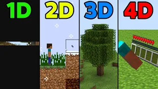 minecraft 1D vs 2D vs 3D vs 4D be like