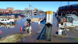 Trains Plowing Through Water - Davenport Flooding in 4K