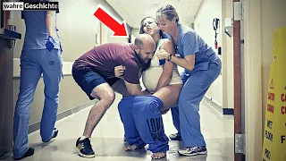 Ehemann fängt Neugeborenes ein, während Frau im Stehen im Krankenhausflur entbindet!!!