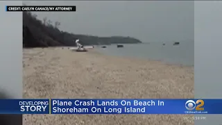 Plane crash lands on beach in Shoreham on Long Island