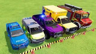 POLICE CAR, FIRE TRUCK, AMBULANCE, TRANSPORTING POLICE CARS, POLIZEIAUTO, COCHE DE POLICÍA, FS22