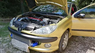 BEST OF - 2020 - Peugeot 206 GTI Turbo converted exhaust sound and acceleration - 0.8 Bar