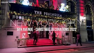 [4k]NEW YORK CITY - 5th Ave Christmas Lights, Bergdorf Goodman Holiday Windows, Rockefeller Tree