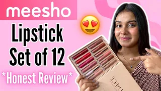 MEESHO Lipstick Set of 12 *Honest Review*😱| Meesho Makeup | Aishwarya Gupta