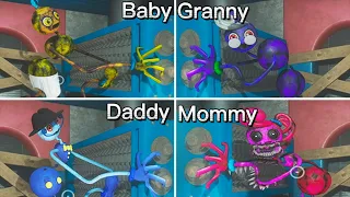 Destroying Daddy, Baby, Mommy & Granny Long Legs In The Shredder Hack - Poppy Playtime Chapter 2