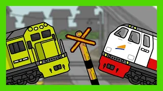 Indonesian Railroad Crossing Under Highway Train Animation