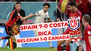 SPAIN DESTROY COSTA RICA SPAIN 7-0 COSTA RICA} AND BELGIUM 1-0 CANADA FIFA WORLD CUP 2022