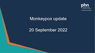 Monkeypox update - 20 September 2022