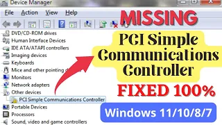 PCI simple communications controller driver missing windows 10