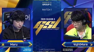 [2020 GSL Season 3] Round of 24 | Group C | Match 1: Maru (T) vs. NightMare (P)