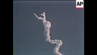 Space shuttle Challenger exploding during launch