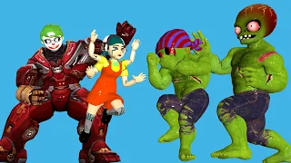 Squid Game (오징어 게임) vs Scary Stranger 3D - Nick Ironman vs ZombieHulk