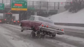 Car bouncing in the snow