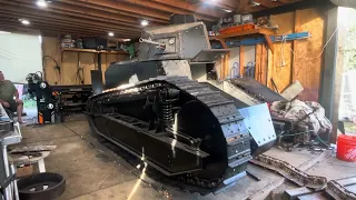 Homebuilt WW1 Tank First start up and moves!