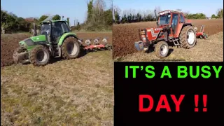 Ploughing with a  DEUTZ - FAHR   and a    FIAT 80-90