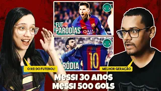 2 em 1 - ♫ MESSI: 30 ANOS DE UMA LENDA & ♫ MESSI FAZ HISTÓRIA - 500 GOLS! - REACT EM CASAL