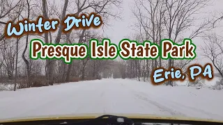 Winter Drive Along Presque Isle State Park - Erie, PA