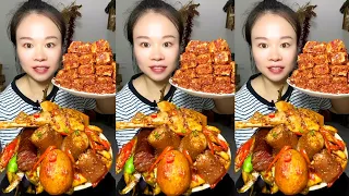 Yummy Spicy Food Asmr | Braised Chicken Legs With Sausage And Spicy Tofu #asmr #food #viral #eating