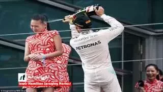 news - Lewis Hamilton - Spraying Hostess With Champagne At Chinese Grand Prix 2015