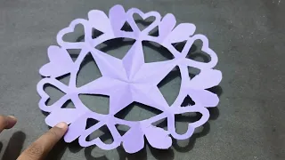 Paper Snowflake | How to make heart Snowflake out of paper| paper Cutting craft| Christmas deco DIY