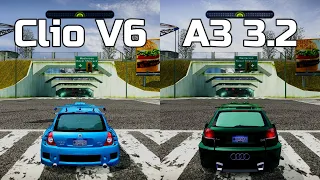 NFS Most Wanted: Renault Clio V6 vs Audi A3 3.2 Quattro - Drag Race