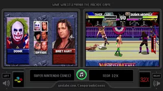 WWF WrestleMania: The Arcade Game (Snes vs Sega 32x) Side by Side Comparison