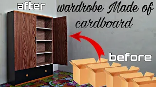 tutorial on how to make a two-door wardrobe out of cardboard! cheap budget #popular #recycle