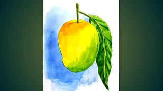 Mango fruit drawing watercolour step by step/#artwithartistmiltondanda/#youtubeshorts/#short