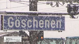 2000-02 [SDw] 1/4 Bahnhof Göschenen in winter - AMAZING CLASSIC action - 10 trains in 12 min in SNOW