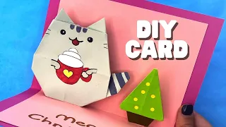 How to make origami CAT PUSHEEN [origami Christmas card]