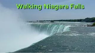 Walking along the Niagara River in Niagara Falls, ON